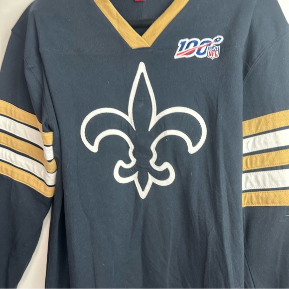 Mitchell & Ness Black New Orleans Saints NFL 100 Long Sleeve Men’s T-Shirt L - Picture 8 of 15